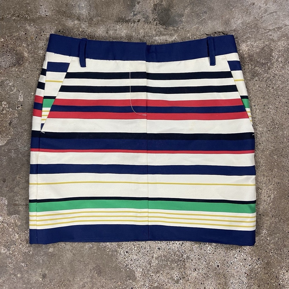 J.Crew Mini‎ Skirt Women's Size 00 Multicolor Striped Front Pocket Belt Loop